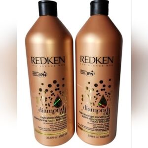 New! Redken Diamond Oil High Shine Shampoo & Conditioner Liter's 33 fl oz each